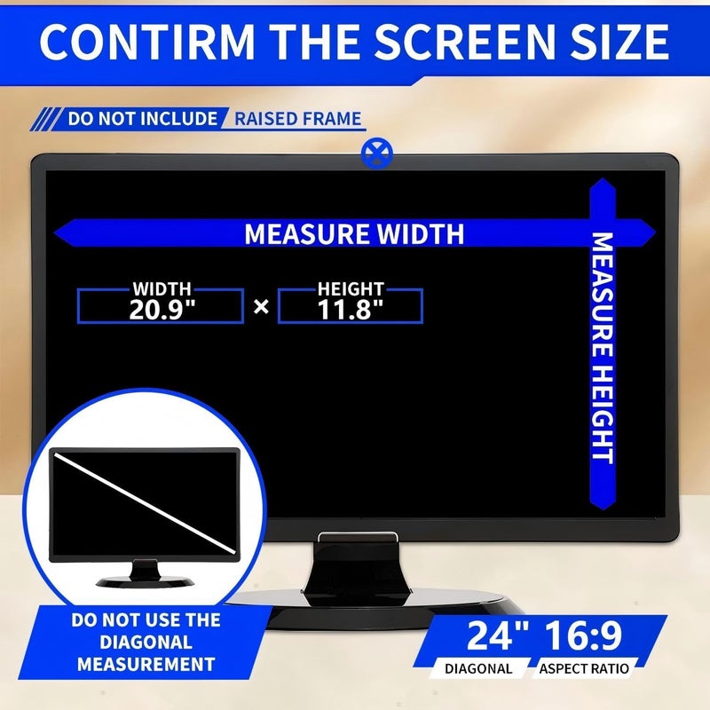 JIESITE 24 Inch Computer Privacy Screen Filter for 16:9 Widescreen Monitor, Removable Eye Protection Anti Glare Blue Light Filter Privacy Shield, Anti Spy Screen Protector Film 24 In - Image 2